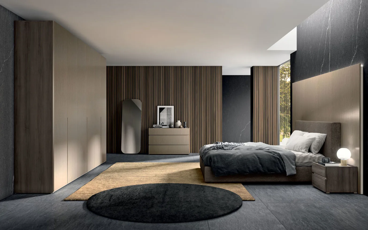 Una camera da letto moderna