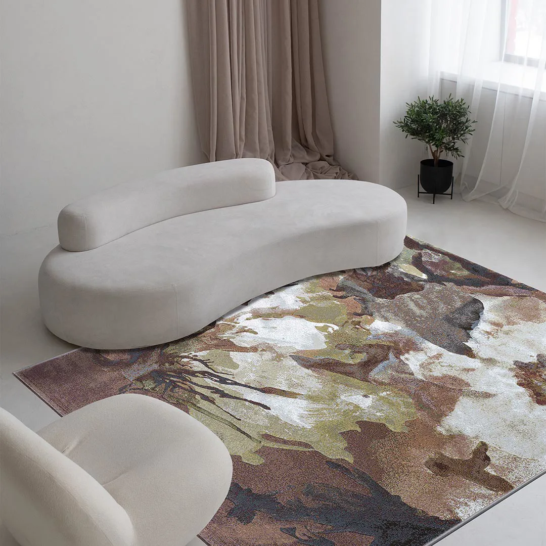 Tappeto sitap laguna con divani di design bianchi 